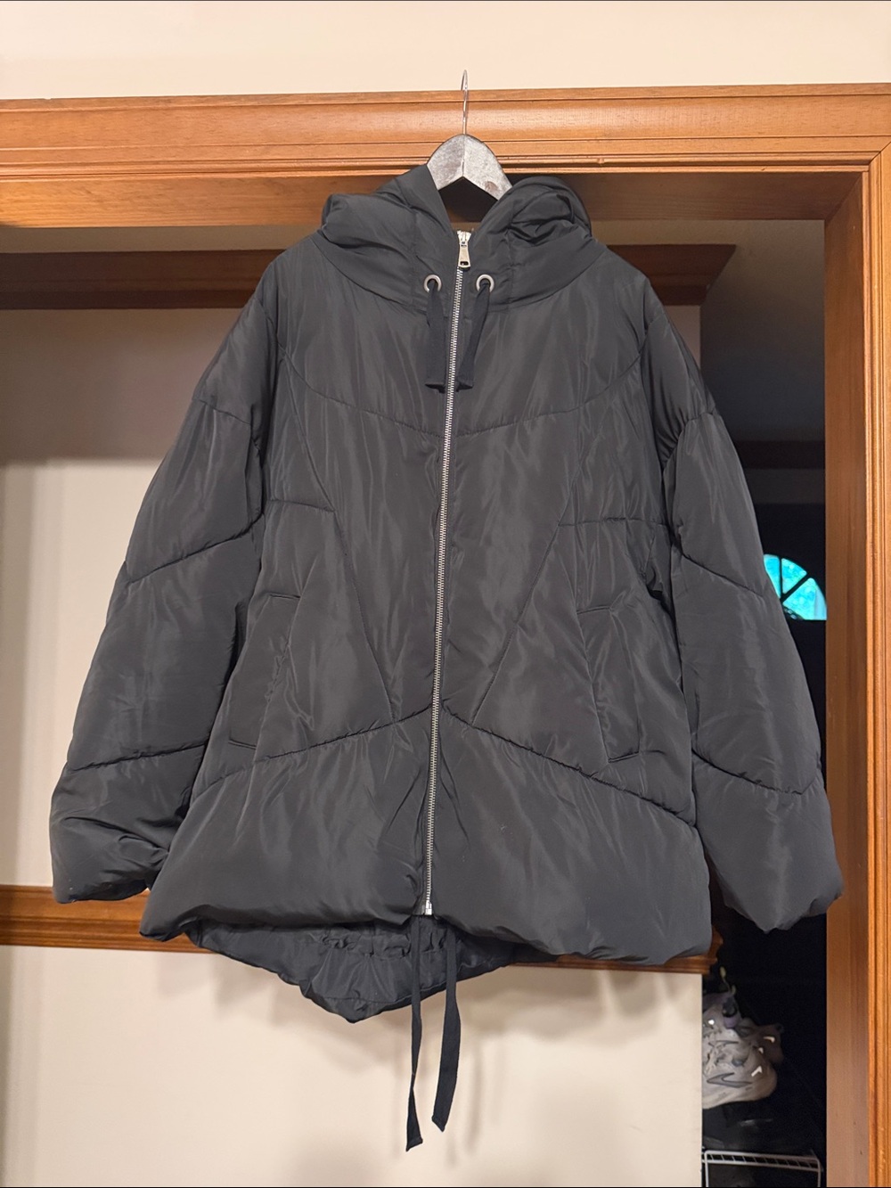 Free People Oversized Hooded Puffer Jacket in Black